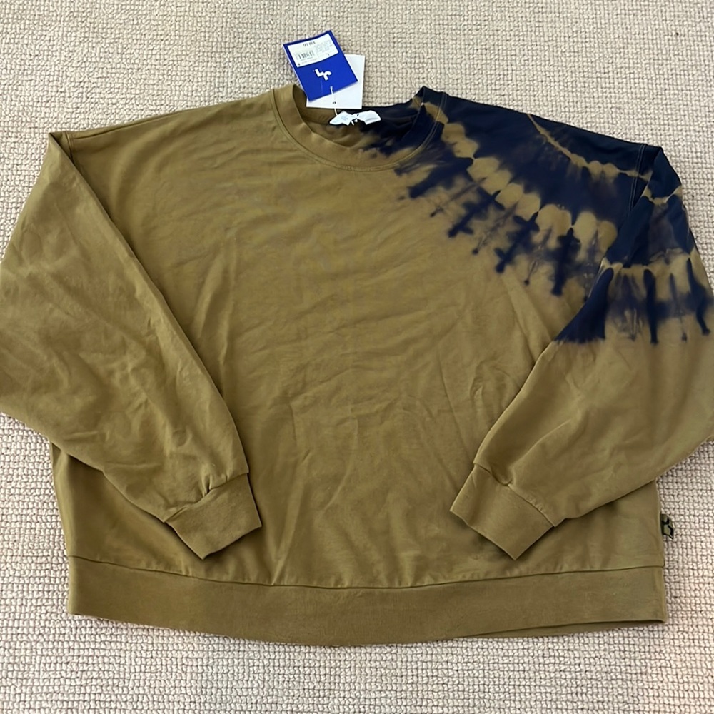 Joy Lab Tie Dye Lightweight Pullover Crewneck, army green/navy - NEW NWT
